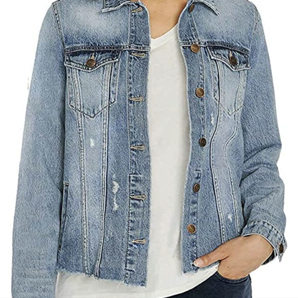 Buffalo David Bitton Jean Denim Raw Hem Jacket Women's XL